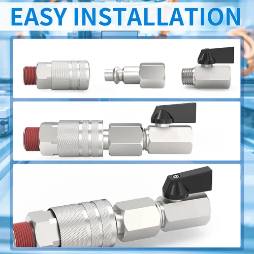 Vista 7 de ChillWaves Enchufe de aire industrial, enchufes neumáticos hembra NPT de 1/4", accesorios para compresores de aire (paquete de 15)