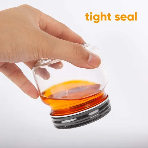 Vista 4 de QAPPDA Tarros de vidrio con tapas de 8 onzas, tarros de conservas para encurtidos y almacenamiento de cocina, tarros de especias de boca ancha