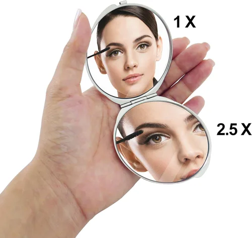 Vista 6 de MADDesign - Espejo de maquillaje compacto de madDesign con diseño de nácar y aumentar las flores de mariposa, rosa y amarillo