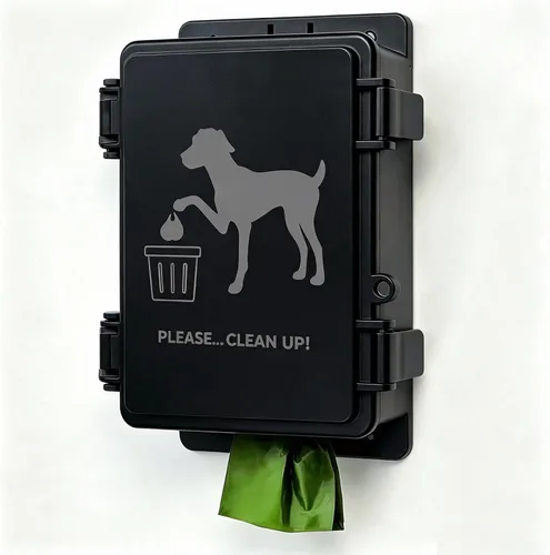 Dispensador de Bolsas de Caca para Perros Montado en Pared Impermeable Estación Dispensadora de Bolsas de Residuos para Mascotas al Aire Libre con