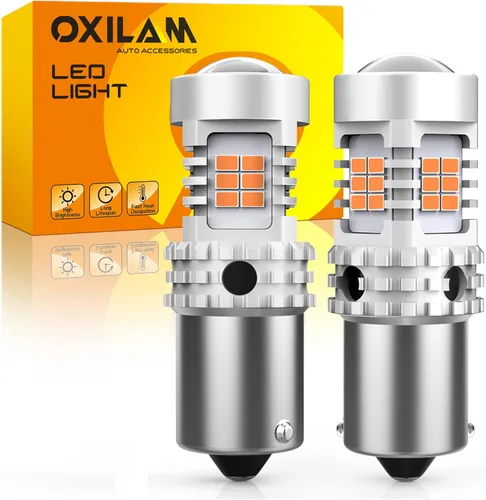 Vista 11 de OXILAM 7440 - Focos led amarillo ámbar de 4000 lúmenes para direccionales, resistor de carga incorporado, sin error CANBUS, intermitentes, repuesto