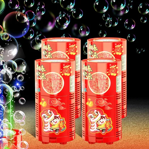 Vista 7 de Máquina de burbujas (4 unidades, 20 agujeros) con luces LED, juguetes automáticos para soplar burbujas, fabricante de burbujas portátil para bodas