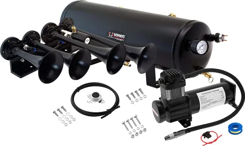 Kit de bocina de tren Vixen Horns para camiones/coche/camioneta. Sistema completo integrado - Compresor de aire de 200 psi, tanque de 3 galones, 4