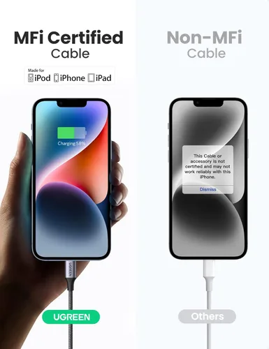 Vista 3 de UGREEN Cable USB C a Lightning de 3 pies - Cable Lightning con certificación MFi compatible con iPhone 14/14 Pro/14 Pro Max, iPhone