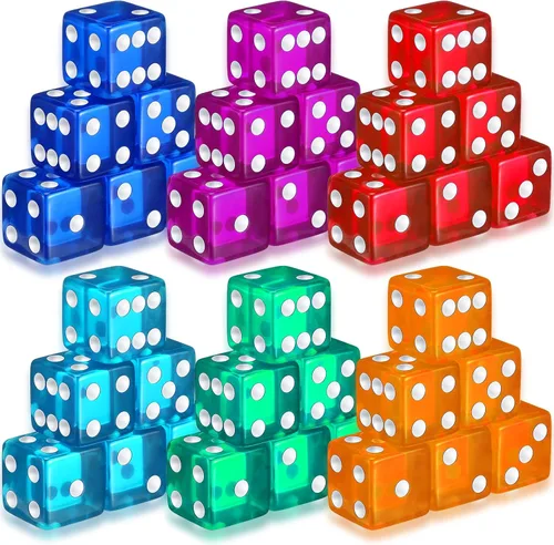 Seenelling Juego de dados de 36 piezas de 0.748 in estilo casino D6 acrílico y translúcido, cuadrados con borde redondeado para casino, dados, Color