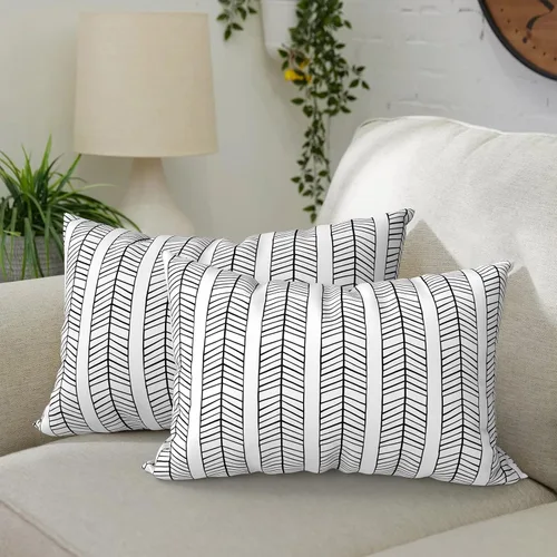 Vista 18 de DYTXIII Paquete de 2 almohadas lumbares impermeables para exteriores con rellenos, 12 x 20 pulgadas, almohada decorativa rectangular para patio