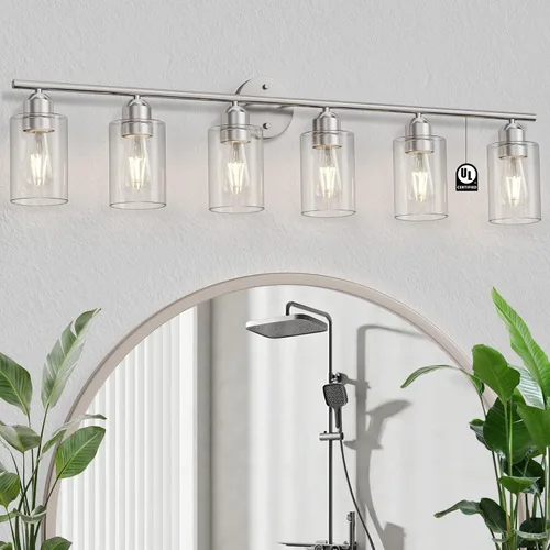 Vista 22 de Espird Lámpara de baño negra de 3 luces para tocador, moderna lámpara de pared para baño, lámpara de pared de granja, apliques de pared negro mate
