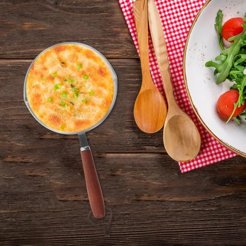 Vista 9 de SHERCHPRY Mini sartén para huevos, sartén antiadherente para tortillas, sartén redonda de acero inoxidable, sartén de cocina con asa para inducción