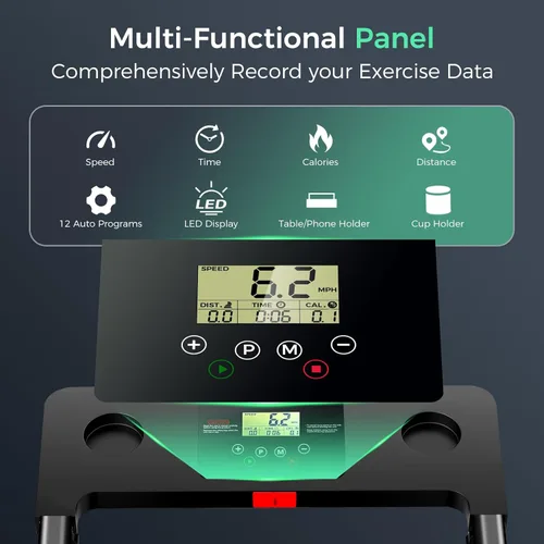 Vista 3 de Foldable Treadmills for Home, 3.0HP Walking pad Treadmill with Handle Bar, Portable Electric Treadmill with Handles, 12 Preset Programs, LED Display