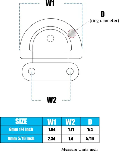 Vista 7 de AMYSPORTS Hardware de acero atar ancla cubierta inoxidable D anillo ancla riel marino plegable almohadilla ojo SUS316