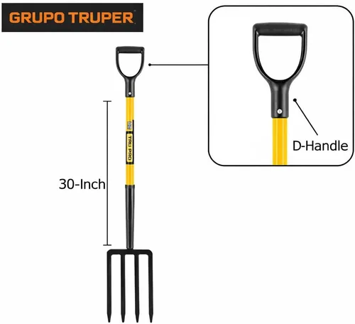 Vista 4 de Horquilla para abono Truper Tru Pro 54", de 3 púas, horquilla de 4 púas (Tru Pro - Spading Fork 4-Tine), 30 - pulgadas