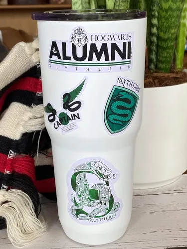 Vista 8 de Conquest Journals Harry Potter Slytherin Hogwarts House - Juego de 5 calcomanías holográficas, impermeables, resistentes a los rayos UV y a