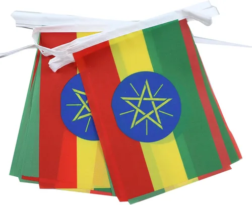 Vista 44 de Guatemala 19.7 ft BUNTING Flag 20 banderas 9'' x 6'' - Banderas de cuerda guatemalteca 5.9 x 8.3 in - AZ FLAG