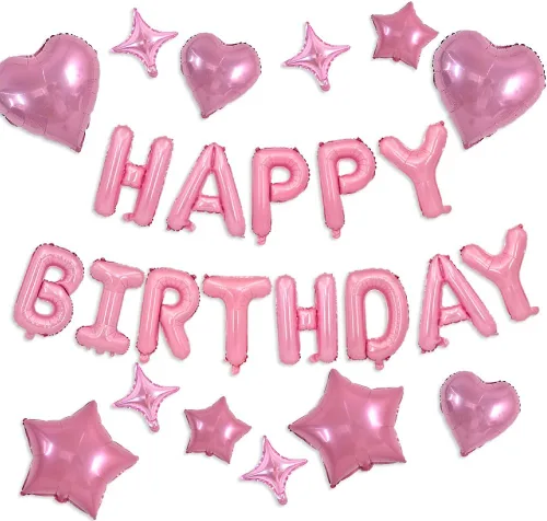 Vista 23 de TONIFUL Pancarta de Globos Negros de Feliz Cumpleaños de 16 Pulgadas con Letras de Papel de Aluminio Mylar, Cartel Banderín Reutilizable