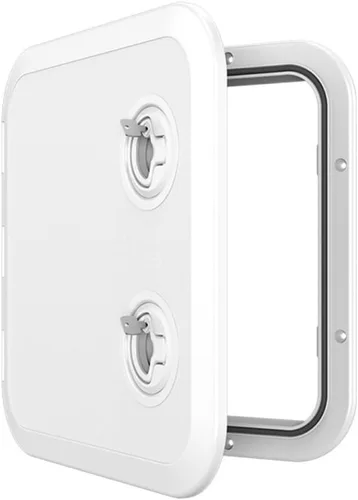 Vista 13 de SEAFLO Escotilla de acceso rectangular para cubierta de barco marino - Blanco/Negro, con cerradura y llave/Regular