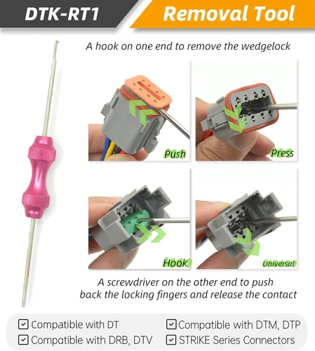 Vista 5 de Kit de conectores Deutsch DT de 217 piezas, 12 kits con crimpadora y herramienta de extracción de terminales, resistente al agua IP68 de 2, 3, 4, 6