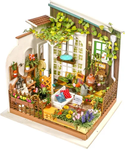Vista 12 de ROBOTIME Kit de casa en miniatura con accesorios DIY Mini casa de muñecas con tienda diminuta Kit de fabricación con luz LED Hobby Regalos