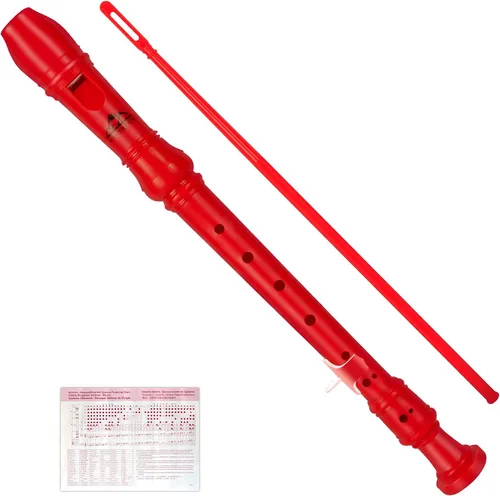 Vista 8 de Eastrock Grabadora de instrumentos de estilo alemán soprano azul 3 piezas para principiantes con varilla de limpieza, tabla de dedos, bolsa