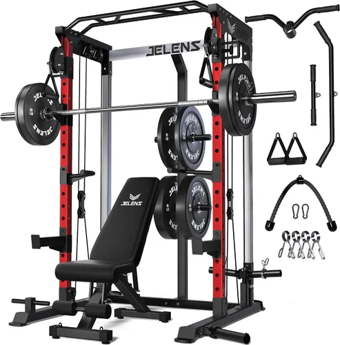 Vista 38 de C21 Power Cage 2000LBS Multi-Function Power Rack with Independent Dual Pulley System, All-in-One Squat Rack for Cable Crossover, Home Gym Workout