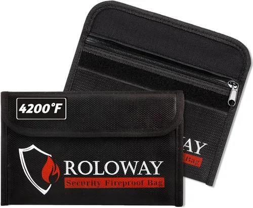 ROLOWAY Bolsa pequeña ignífuga (5 x 8 pulgadas), bolsa de dinero ignífuga que no pica para dinero en efectivo, objetos de valor, pasaporte, moneda y