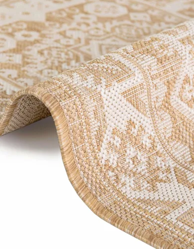 Vista 213 de Unique Loom Outdoor Aztec Collection Alfombra de área, Chalca (7 pies 10 pulgadas, cuadrada, azul/marfil)