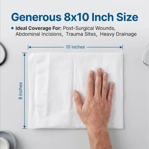 Vista 4 de McKesson Almohadillas estériles ABD de 8 x 10 pulgadas [24 unidades] – Almohadillas abdominales para el cuidado de heridas, apósito de gasa
