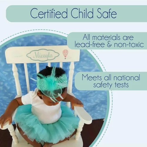 Vista 8 de My Bambino Mecedora personalizada para niñas, mecedora de madera blanca