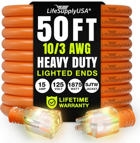Vista 54 de Cable de extensión de 3 pies para interiores y exteriores 10/3 calibre Ultra resistente de 3 puntas SJTW, impermeable, cable de alimentación