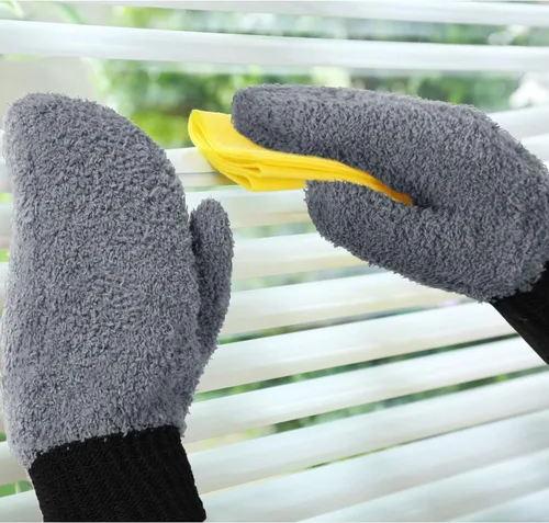 Vista 6 de Bencailor 3 pares de guantes de microfibra para el polvo con pulgar, limpieza del hogar, sin arañazos, guantes reutilizables para cocina, casa