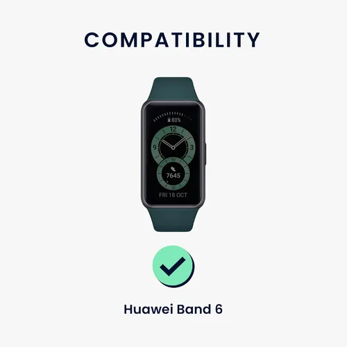 Vista 6 de kwmobile Straps Compatible with Huawei Band 6 & 6 Pro/Honor Band 7 & 6 Straps - 2x Replacement Silicone Watch Bands - Dark Green/Beige