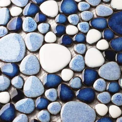 Vista 8 de Parrotile Azulejos Azules de Guijarros para Piso de Ducha, Mosaico para Salpicadero de Baño, Azulejos de Pared (5 Hojas)