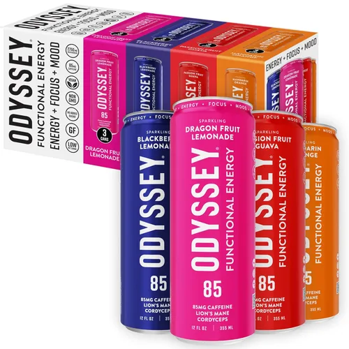 Vista 12 de Odyssey Elixir Cognition + Sustainable Energy - Melena de león, Cordyceps, L teanina, ginseng y 85 mg de cafeína de té verde - 0 azúcar añadido, sin