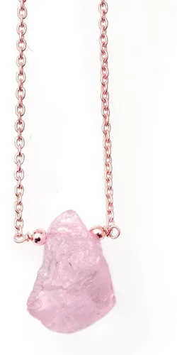 Gempires Pink Morganite Raw Crystals Pendant Necklace, Gift for her, Energy Gemstone Healing Crystals, Rosegold Plated 18 inch Adjustable Chain