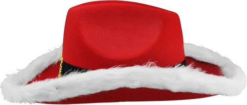 Vista 3 de Nicky Bigs Novelties Sombrero de vaquero de Navidad con luces LED disfraz occidental rojo y blanco talla única RojoBlanco