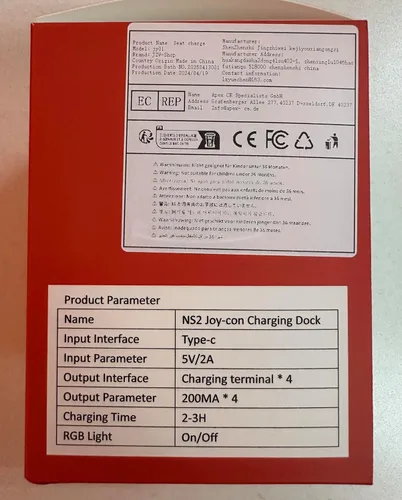 Vista 9 de JZW-Shop Fast Charging Dock Compatible with Nintendo Switch 2 Joy- con, Space-Saving Magnetic Design Charger, Stable Charging Station, with GRB