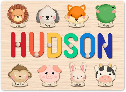 Vista 10 de Rompecabezas de madera con nombre personalizado para niños, regalos de primer cumpleaños, rompecabezas de nombre personalizado para niños de 1 año