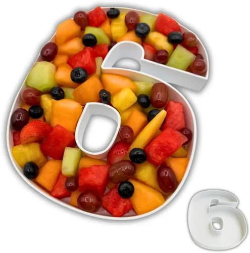 Vista 82 de Bandejas de servir de plástico duro reutilizables y rellenables con letras y números para decoración de fiesta (S, Negro)