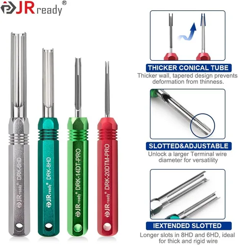 Vista 4 de JRready ST5257-PRO Kit de Herramientas de Conector Deutsch para Contactos Sólidos/Estampados 4#8#16#12#20# 6-22 AWG, con Herramienta de Extracción