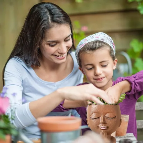 Vista 4 de Macetas de cara para suculentas, maceta de cabeza linda, para plantas de interior y exterior