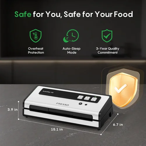 Vista 8 de FRESKO Máquina selladora al vacío con detección automática de bolsas, juego de accesorios al vacío de tarro Mason, doble sellado térmico, fácil