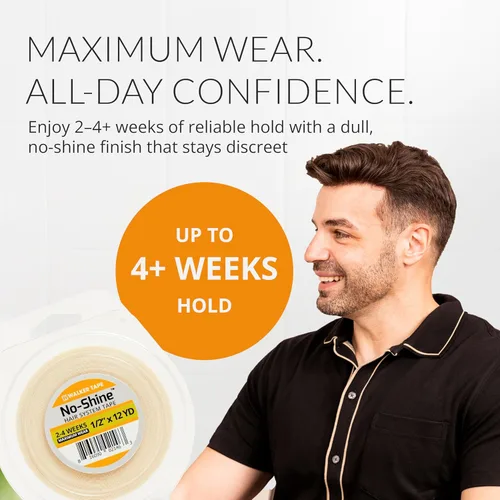 Vista 6 de Walker Tape No-Shine - Rollo de cinta para sistema capilar de 1/2 pulgada x 12 yardas, cinta hipoalergénica de doble cara para pelucas, sistemas