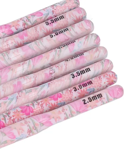 Vista 6 de Juego de 8 ganchos de ganchillo, mango ergonómico de ganchillo suave, agujas de tejer de hilo para mano artrítica (flor aplastante)