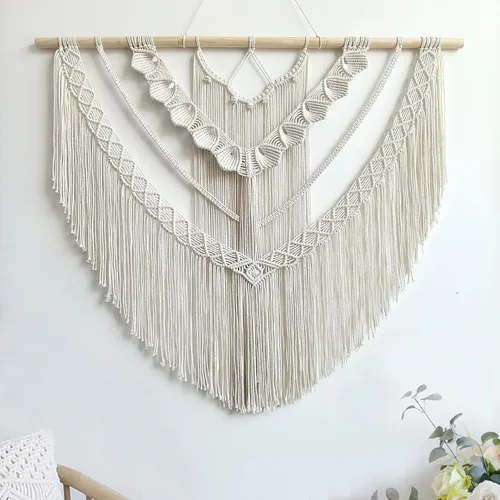 Vista 12 de Achart Colgante de Macramé para Pared Grande- Decoración de Pared Boho- Arte de Pared Grande- Decoración de Pared para Sala de Estar- Tapiz