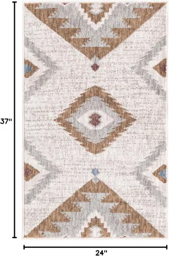 Vista 2 de Unique Loom Eco Southwestern Collection - Alfombra Winslow (rectangular 2 pies 0 pulgadas x 3 pies 0 pulgadas, marfil/gris)