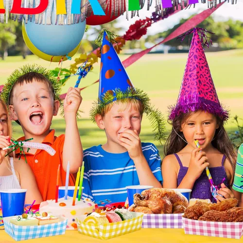 Vista 7 de 120 bandejas de comida de papel a cuadros de colores, 6 colores, desechables, a cuadros, a prueba de grasa, barcos de comida a prueba de grasa