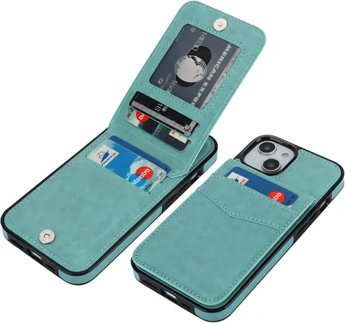 Vista 24 de KIHUWEY Compatible con iPhone 14 Funda Cartera con Soporte para Tarjeta de Crédito, Flip Cuero Premium Cierre Magnético Soporte Funda Protectora
