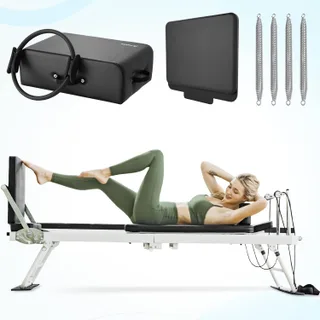 Pilates Reformer, PAETA Foldable Reformer Pilates Machine for Home Use, with Dual Resistance- Springs and Cords, Pilates Equipment for Home Workouts