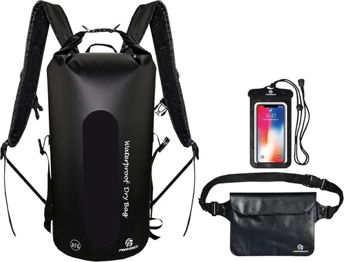 Vista 17 de Freegrace - Juego de 3 bolsas secas impermeables, bolsa seca con 2 cierres y correa de hombro desmontable; bolsa de cintura y funda para teléfono