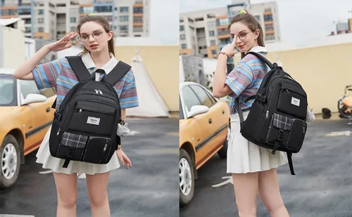 Vista 9 de Linda mochila para niña, adolescente, mochila diaria para mujer, Negro -, Classic