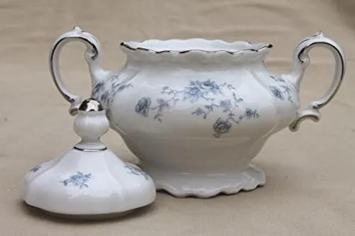 Vista 2 de Johan Haviland Blue Garland Sugar Bowl and Creamer Set, nuevo con caja